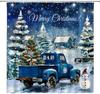Christmas Shower Curtain Retro Farmhouse Rustic Horse Xmas Tree Winter Near Year Fabric Decorative Bathroom Curtains With Hooks