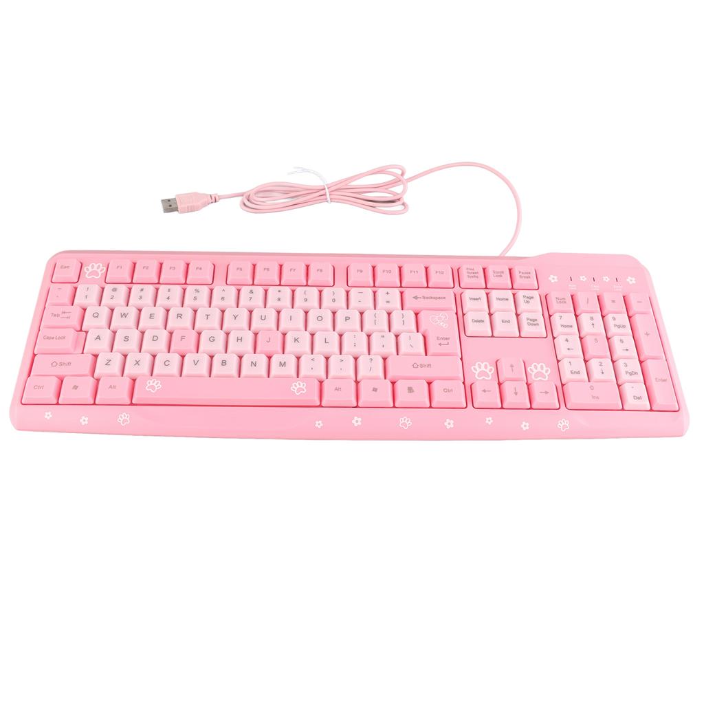 104 Keys USB Wired Keyboard Ultra Thin Cute Cartoon Ergonomic Computer Keyboard Plug and Play for Home PC Laptops