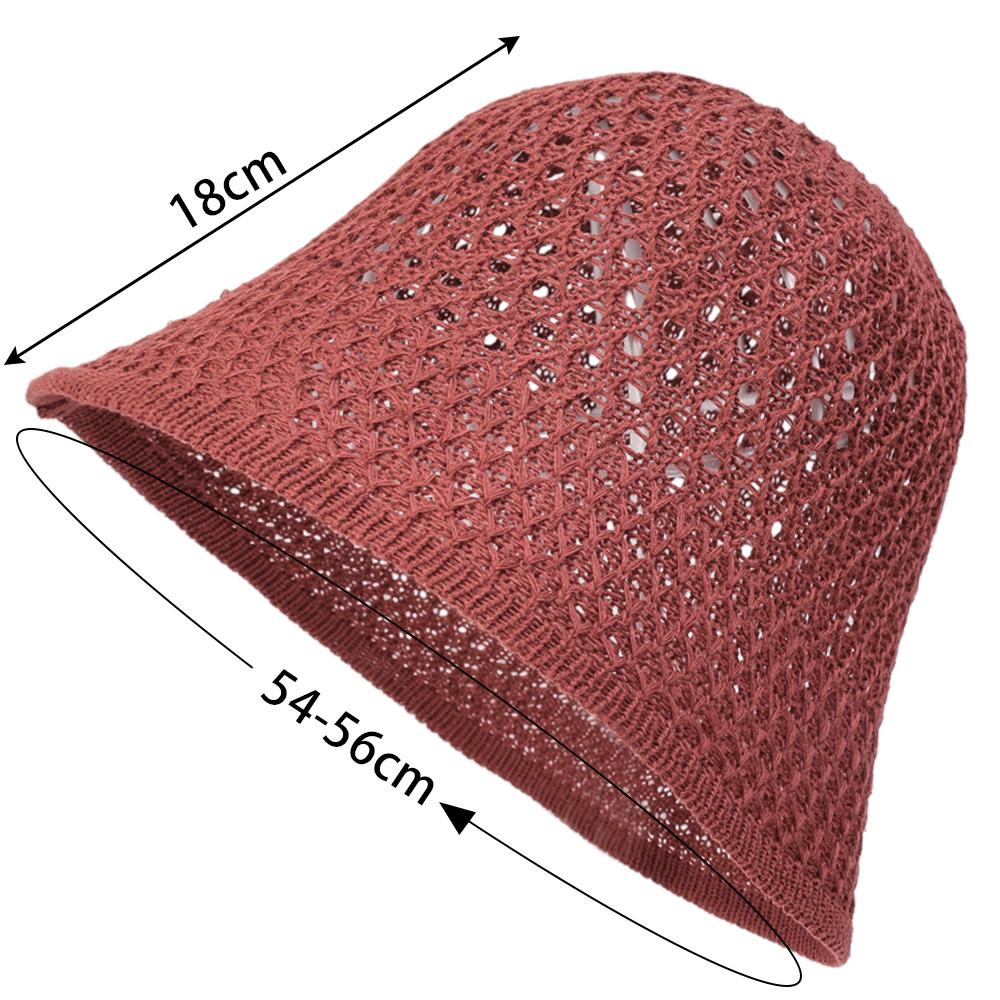 

Fashion Knitted Wide Brim Bucket Hat for Women Hollow Out Breathable Crochet Sun Hat Outdoor Casual Versatile Wear Panama Hat