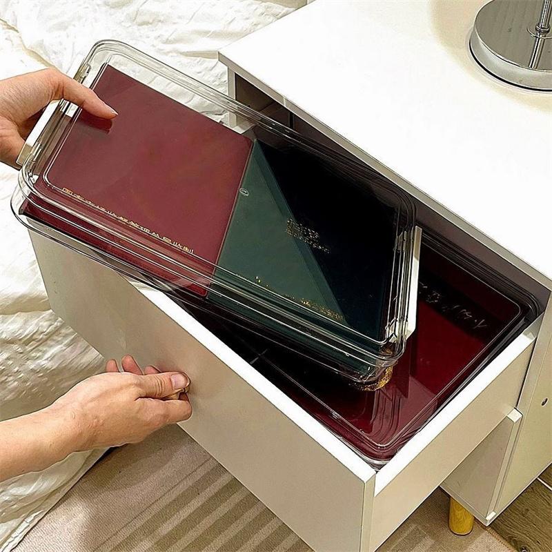 Acrylic Transparent Desktop Paper Storage Box A4 File Document Exam Paper Organizer Household Dust Proof Card Holder Case