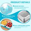 Stainless Steel Snack Containers, Grab and Go Snack Containers Reusable, Double Compartment Food Storage Containers with Lids