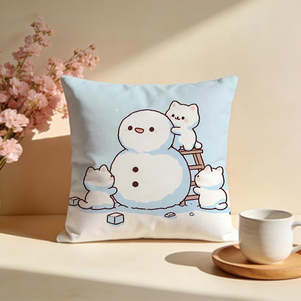 Frosty Snowman Cushion Cover Soft Pillow Cases for Home Bedroom Living Room Sofa