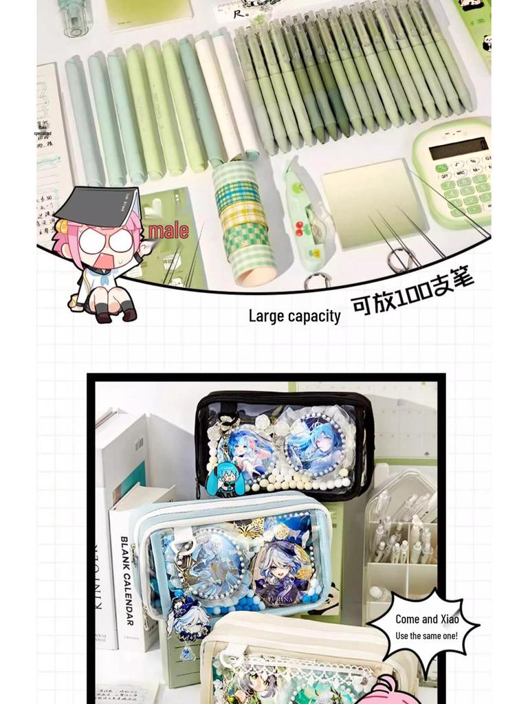 Large-Capacity Transparent Pencil Case for Girls - Souvenir Set