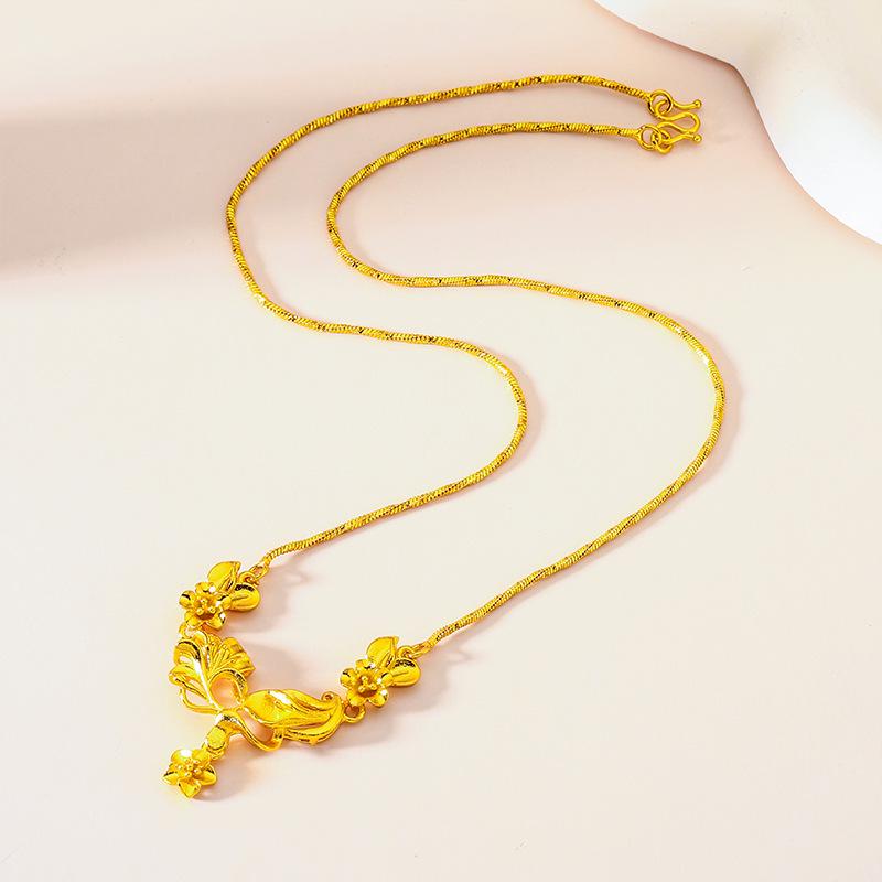 Sand Gold Women's Floral Necklace - New Indonesian Jewelry Set
