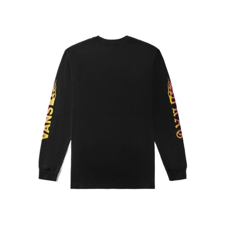 Vans Round Neck Letter Comfortable Casual Long Sleeve T-Shirt Men Tops Black VN0A4RU3BLK