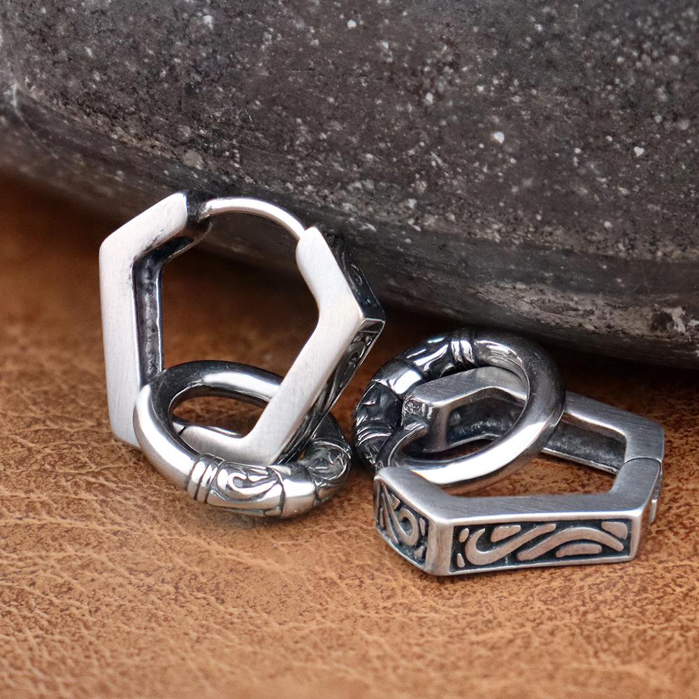 Edelstahl Wikinger Ohrhänger Nordische Wikinger Schmuck Verstellbar Punk Unisex Geschenk für Männer Frauen