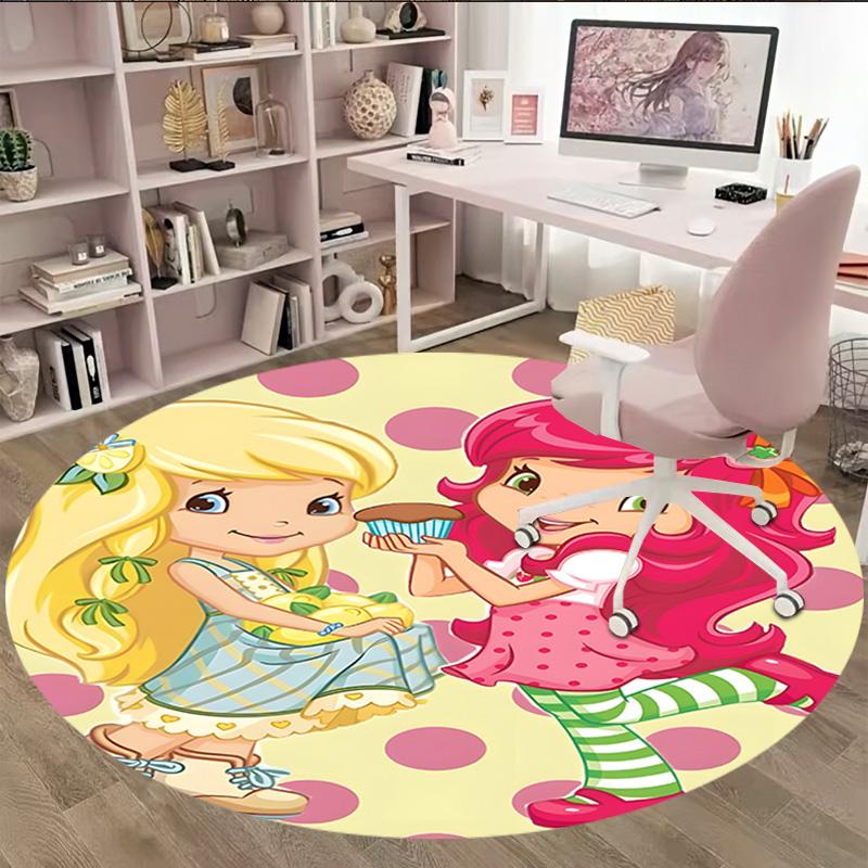 1pc Princess Strawberry10 Carpet, Round Rug, Comfortable, Suitable for Entryways, Living Rooms, Office, And Bedrooms, Christmas Decoration