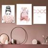 Nordic Pink Fashion Wall Posters Perfume Bottle Canvas Painting Lips Wall Art Modern Flower Print Pictures Girl Bedroom Decor