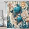 Sea Turtle Shower Curtain Ocean Map Starfish Shell Art Marine Life Design Beach Theme Bath Decor Waterproof Fabric
