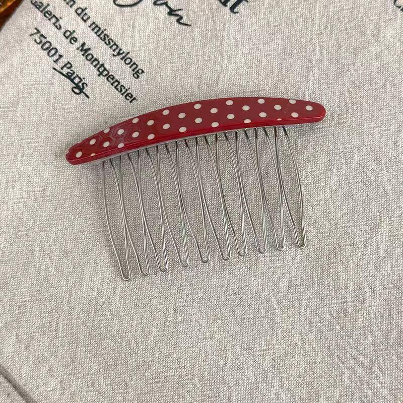 Заколки для волос в горошек, Винтажные многоцветные боковые гребни для волос в горошек, Ретро-аксессуары для волос для женщин красный