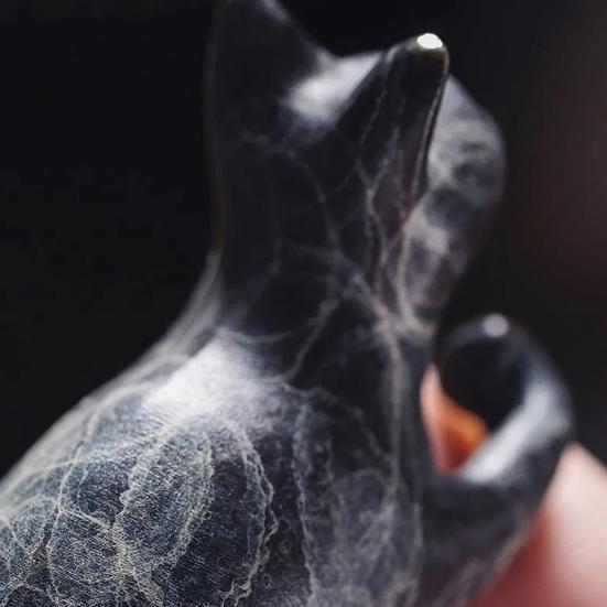 Yousheng Katze Räucherstäbchenhalter Schwarze Katze Räucherstäbchenhalter Handpolierter Dekorativer Räucherbrenner zur Entspannung Meditation Katzenliebhaber