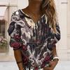 Women Plus Size V Neck Half Zip Long Sleeve Gothic Castle Raven Rose Printed Sweatshirt