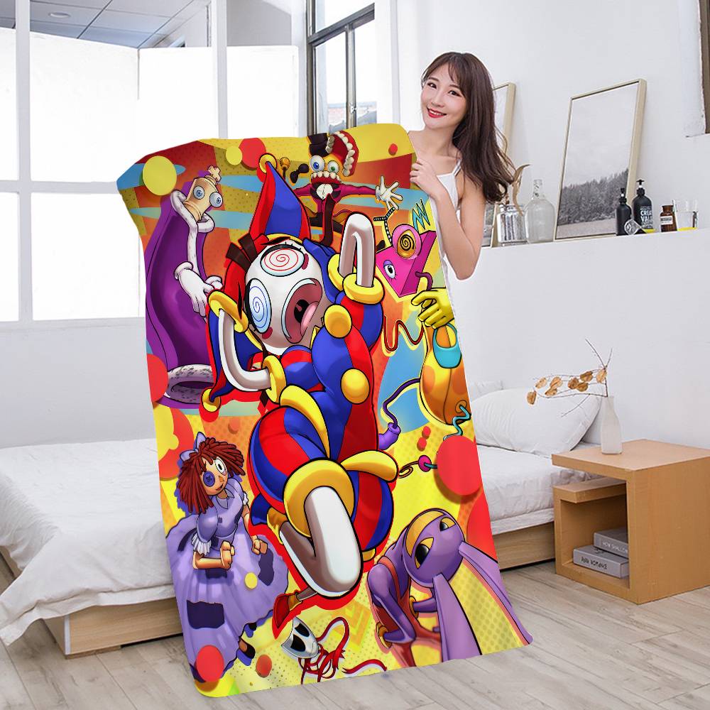 Anime The Amazing Digital Circus Vintage Bath Towel Microfiber Soft Water Absorbing Breathable For Girl Kids Decorative Towel