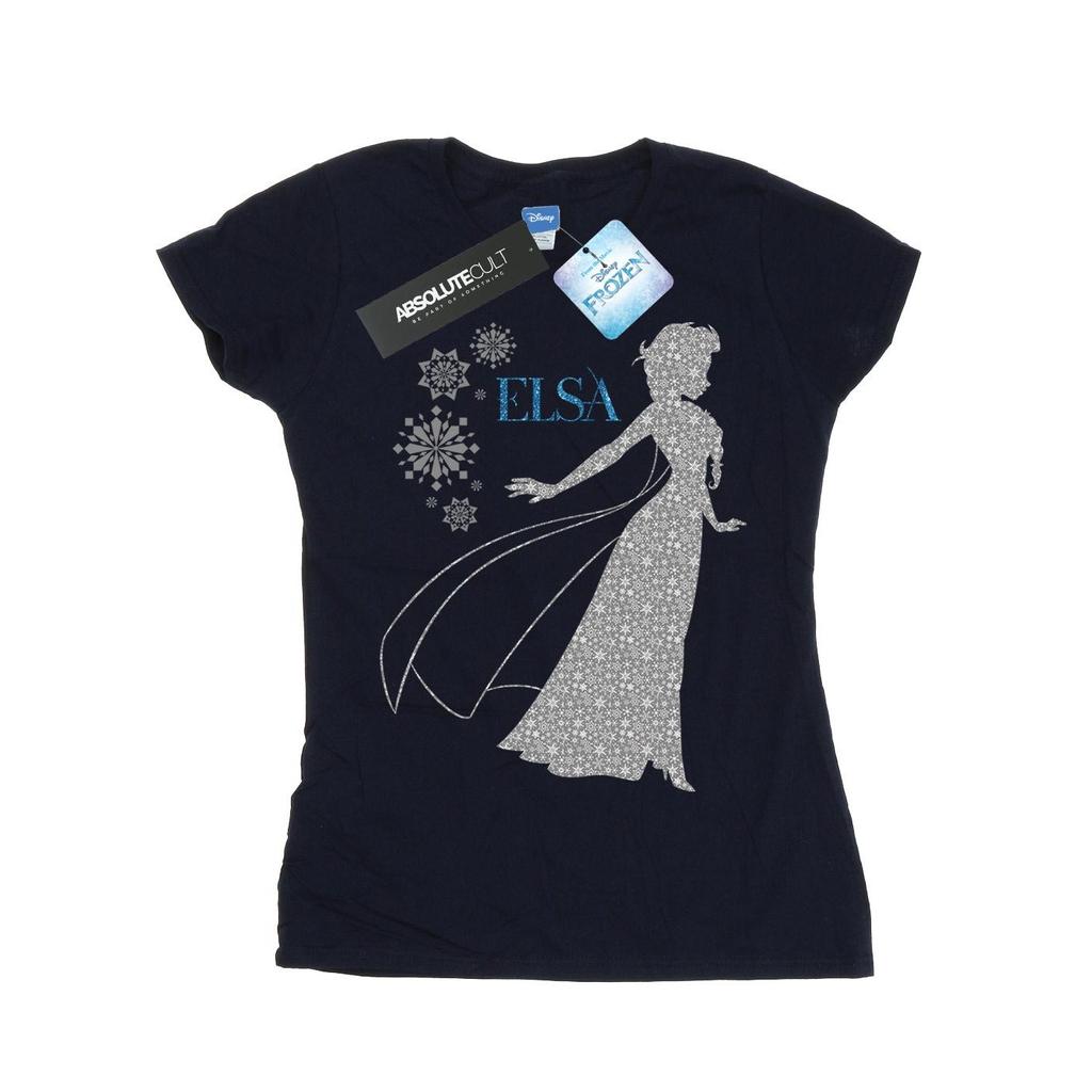 Disney Womens/Ladies Frozen Elsa Christmas Silhouette Cotton T-Shirt