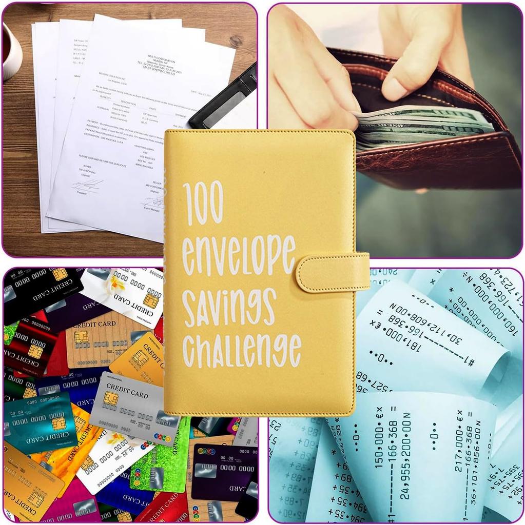 100 envelope challenge folder easy and fun way to save $5 050 budget binder with cash envelopes for office home school  yellow