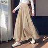 ZANZEA Women Casual Elastic Waist Loose Stripe Print Wide Leg Pants
