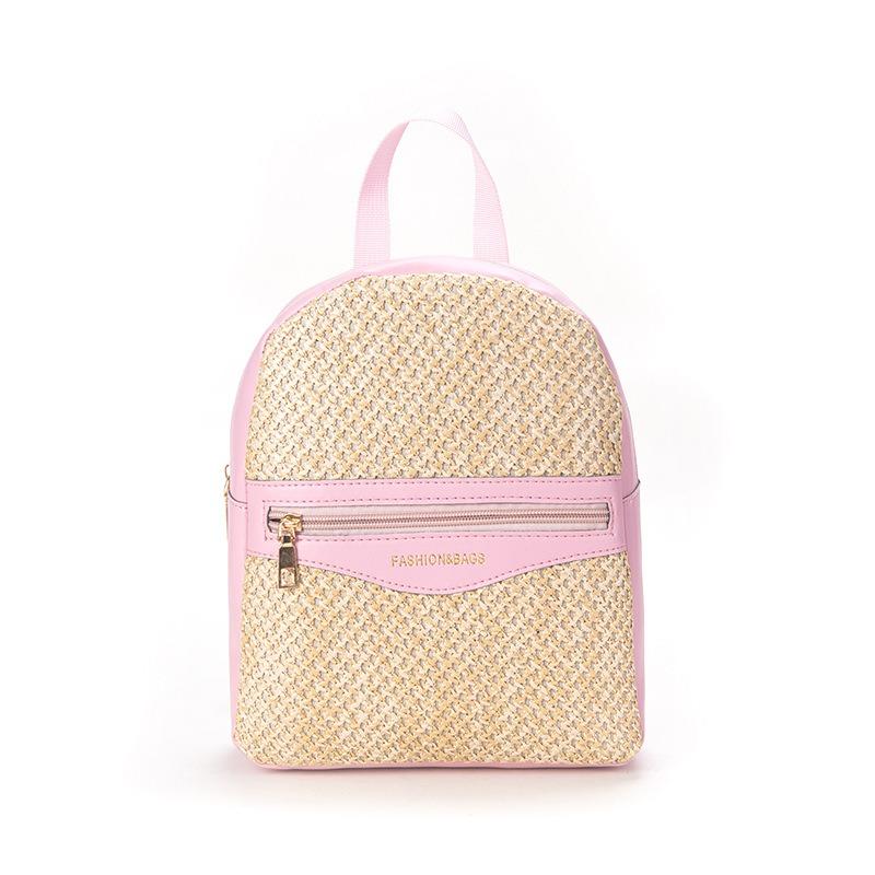 Fashion Summer Backpack Pastoral Grass Woven Schoolbag Personalized Contrasting Color Girls Backpack