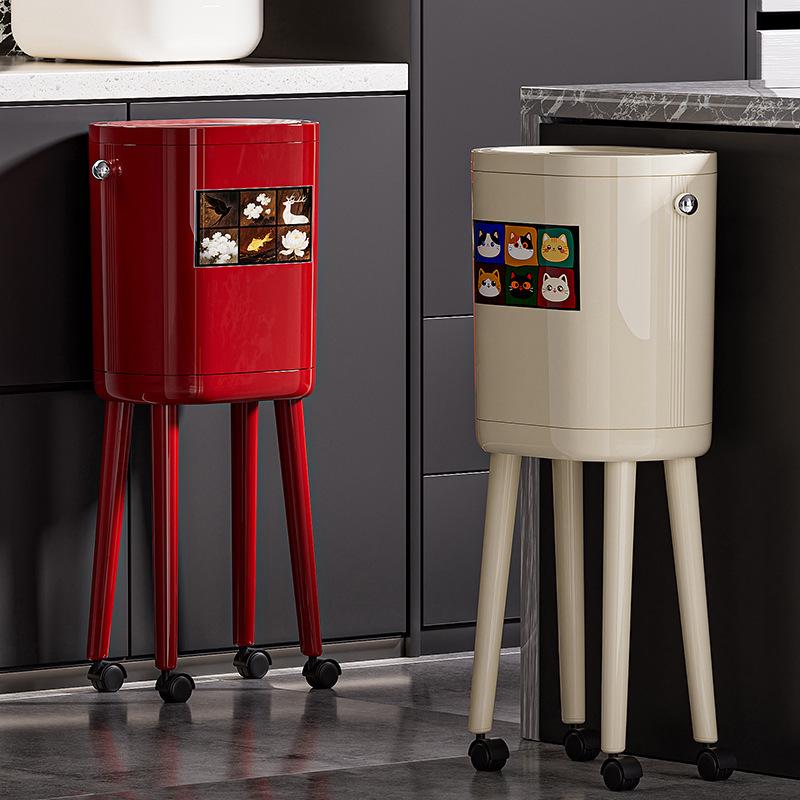 Premium Large-Capacity Trash Can with Lid – Ideal for Living Room, Bedroom, and Kitchen; Elevated Design for Easy Use.