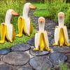 Banana Duck Art Statue Whimsical Peeled Banana Duck Decoration Creative Craft Artwork for Garden Yard Lawn Resin Garden Statues