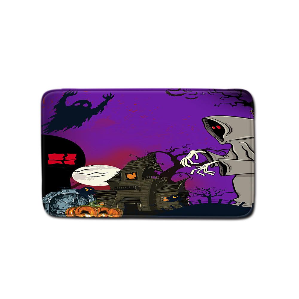 Halloween Shower Curtain Floor Mat Combination Four-Piece Set Bathroom Toilet Carpet Shower Room Foot Door Mat
