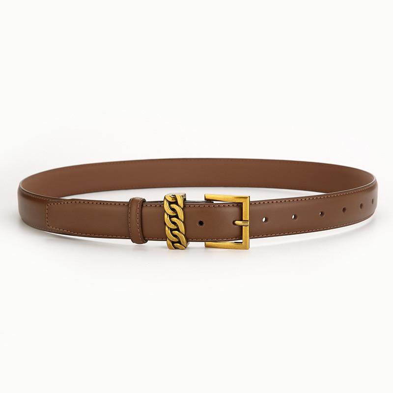 Leather Waist Belt For Women Retro Fashion Alloy Pin Closure Easy To Match Daily Wear