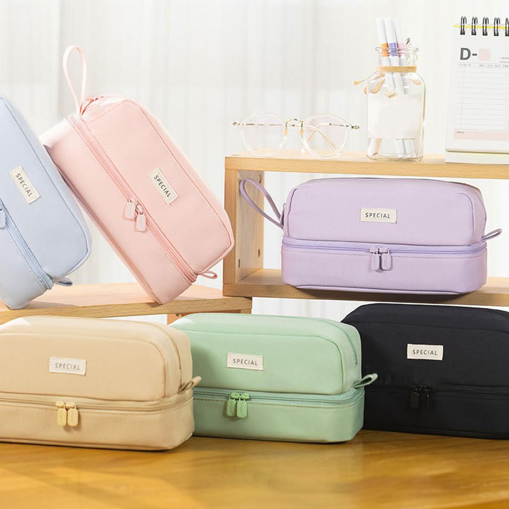 Estuche de Gran Capacidad Doble Capa Bolsa para Lápices Bolsa de Papelería para Niñas Niño