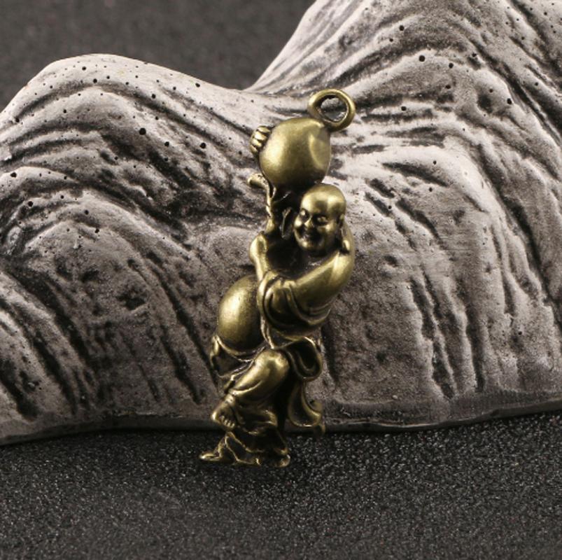 Chinese old tibet brass Carved Buddha lucky Amulets Necklaces Pendants