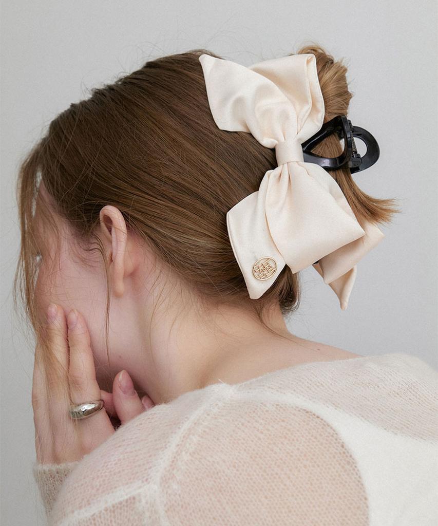 Halden Puffy Ribbon Hair Claw Clip (H040_Ivory)