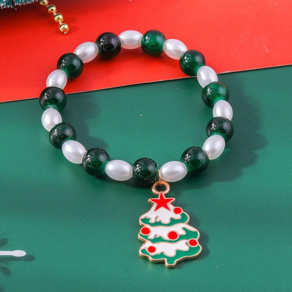 Christmas Tree Elk Xmas Bracelet Bell Beaded Xmas Bracelet Christmas Jewelry  Christmas Gift