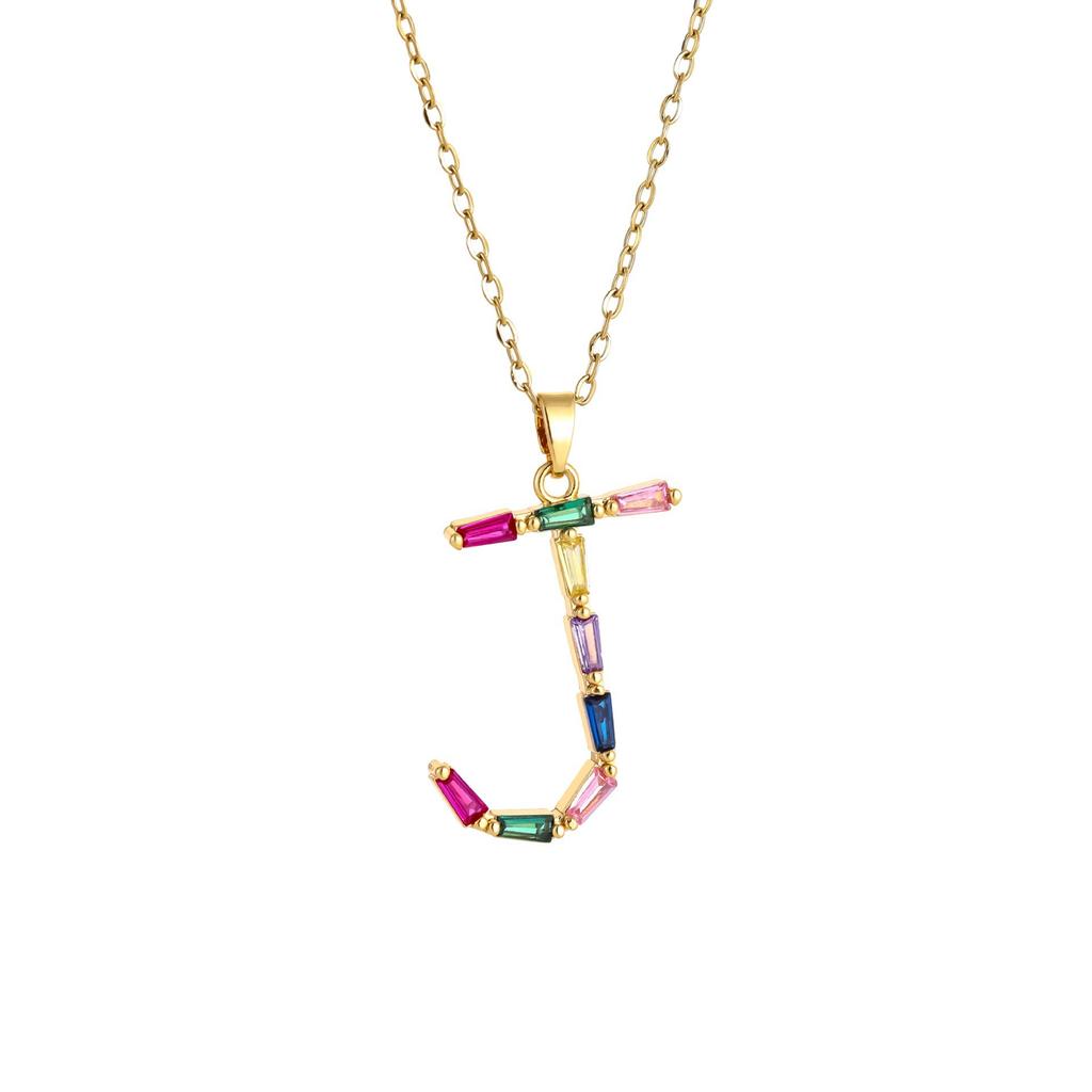 Ladies' Diamond & Colored Gemstone Metal Necklace, Heavy Craftsmanship Premium Design Initial Necklace, Gift for Women, Holiday Present, Party Jewelry
