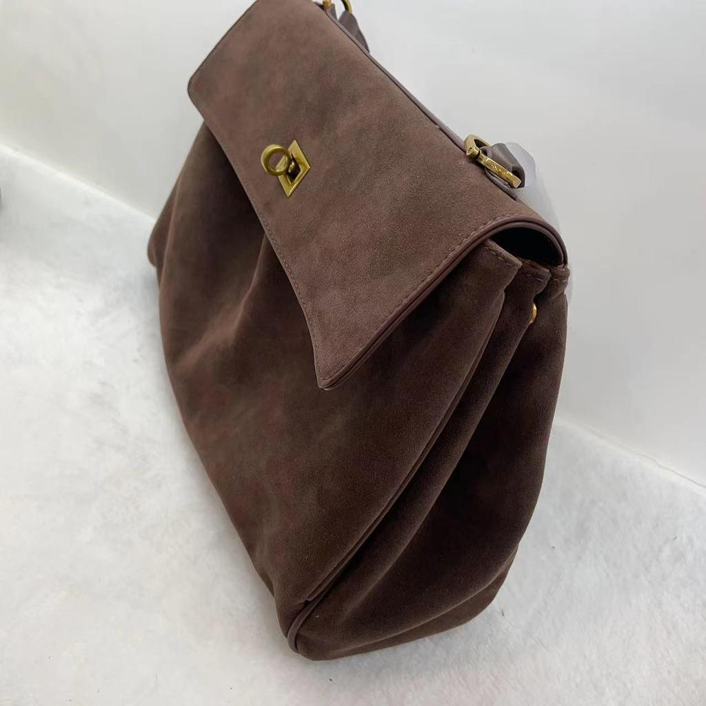 Bolsa de Mão de Camurça de Ombro Único 24B Rodeo para Mulheres - Tote Casual de Axila com Fecho