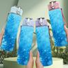 1PC Blue Frost Ice Crystal Texture Print 750ml Color Plastic Sports Water Bottle Leakproof Flip Straw Lid Suitable for Sports Office Home Use