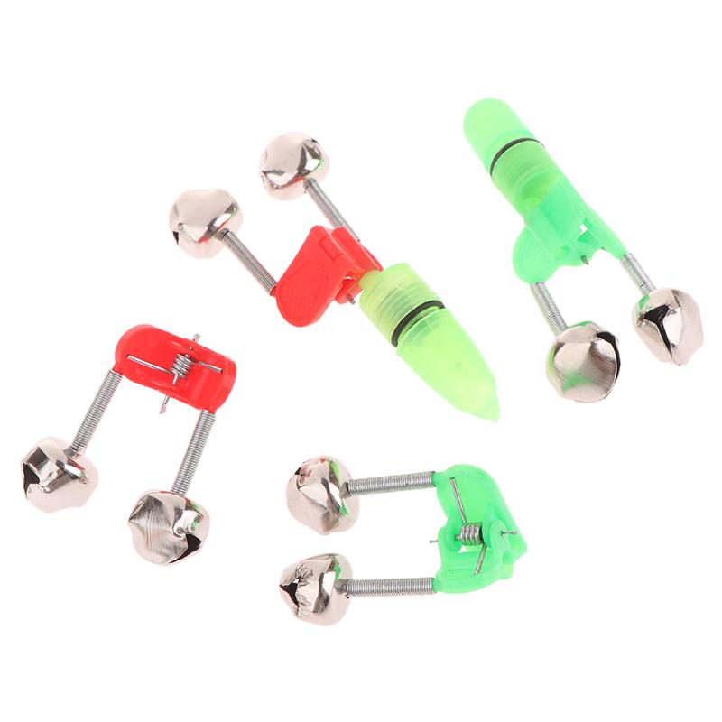 10Pcs Fishing Rod Tip Clips Plastic Fishing Bells Clips Night Fishing Fish Bite Bait Alarm Indicator Light With Dual Alert Bells