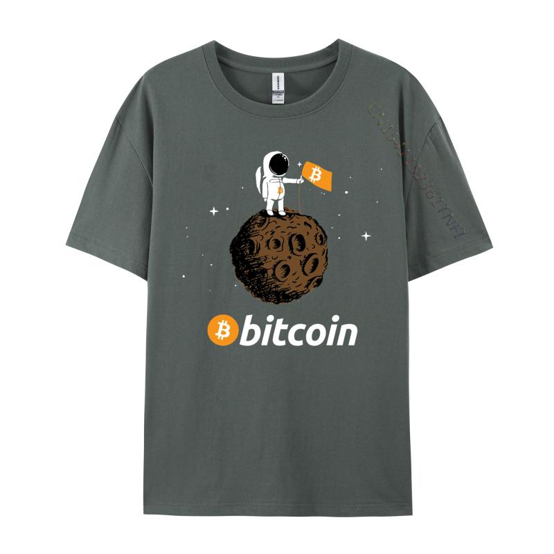 Bitcoin Tshirt Astronaut In Space Tshirts Slim Fit Customized Tshirts Crew Neck Cotton Mens Tops Shirts