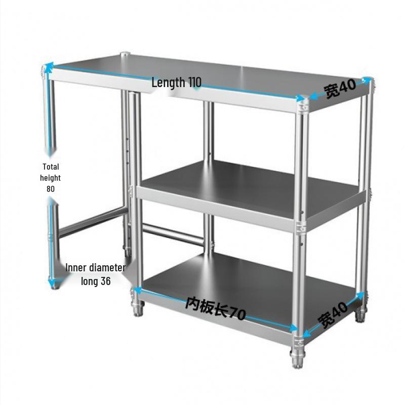 Stainless Steel Three-Tier Kitchen Storage Rack for Gas Cylinder, Stove, and Chopping Board