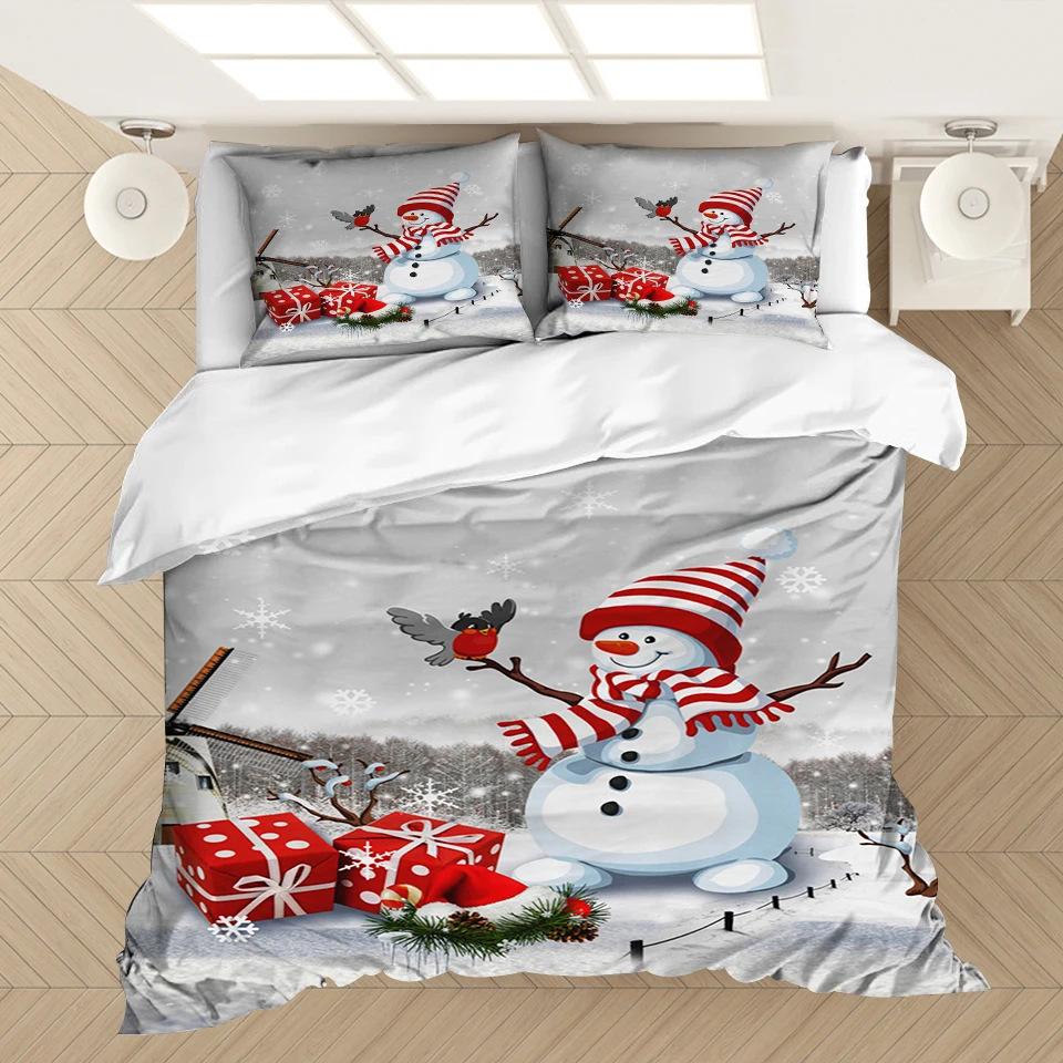 Weihnachts-Bettbezug Cartoon-Druck Bettwäsche-Set Mikrofaser Cartoon-Deckenbezug Mit Kissenbezügen Kindergeschenk