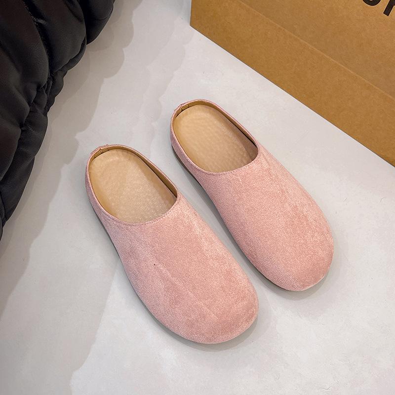 

Весна-лето 2025 новая кожаная сумка на толстой подошве, кожаные шлепанцы с закрытым носком, женские повседневные шлепанцы на плоской подошве Boken 40 розовый