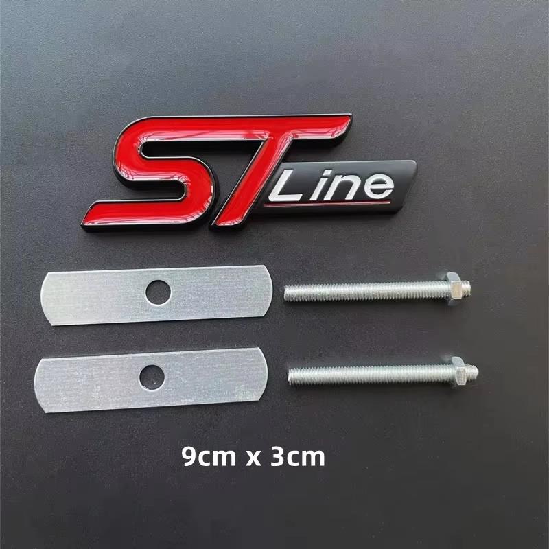 3D Metal ST Line Logo Car Front Grill Emblem Sticker Trunk Badge For Ford Kuga MK3 MK4 S Max Focus Puma Fiesta Accessories
