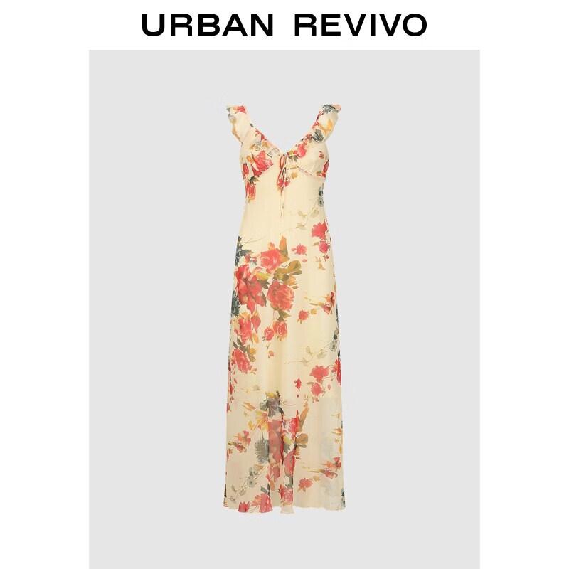 UR2026 Women s Floral Ruffle Vacation Dress L