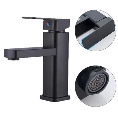 Bathroom Faucets Hot And Cold Mixer Tap  Deck Mounted Bathroom Basin Faucets Black Square Washbasin Sink Bathtub Faucet