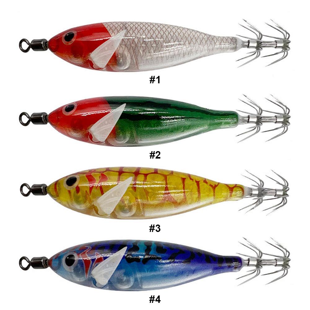 5.7g/8cm Cuttlefish Attracting Lure Double Hook Squid Jig Baits Glow In The Dark Octopus Bait for Saltwater Freshwater