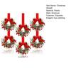 6 Pcs 6 Inch Christmas Mini Cabinet Wreaths Small Artificial Cedar Wreath with Ribbon Bow Pinecone Berry for Front Door Window Farmhouse Home