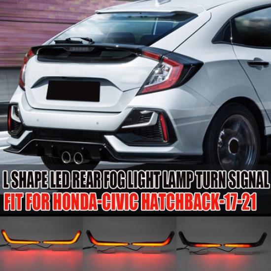 Smoked Red LED Reflector Tail Brake Signal Light for Honda Civic Hatchback 17-22