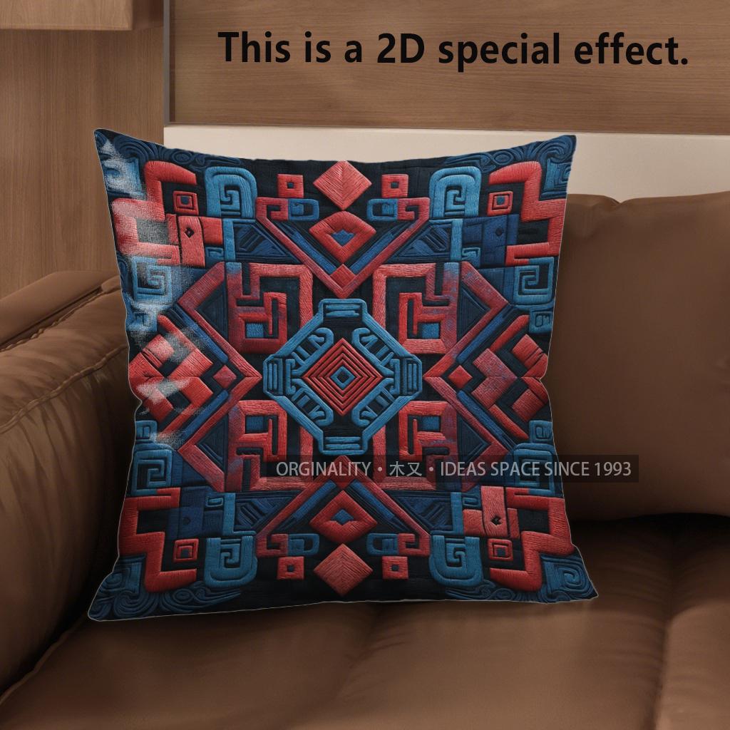 2D Bohemian Geometric Ethnic Throw Pillow Covers Pattern Cushion Cover Suitable For Sofa Bedroom Car Pillow Cover