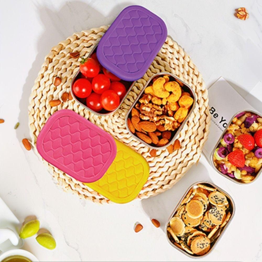 230ML 304 Stainless Steel Snack Container with Silicone Lid Fruit Storage Box  Kids