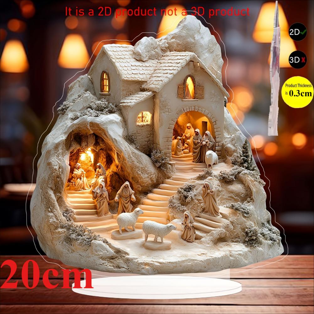 Nativity Scene, 2D Flat Acrylic, Tabletop Decoration, Suitable for Living Room, Office, Gifts, Christmas, Easter, Halloween