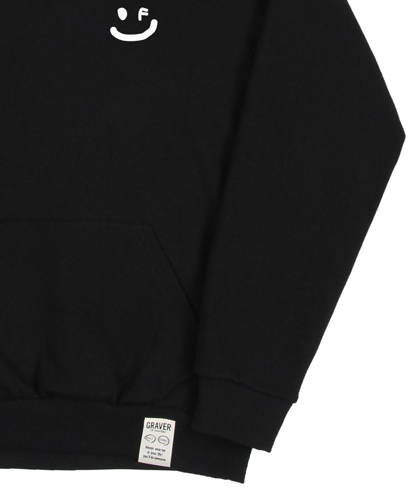 [Unisex] Small Drawing Smile Hoodie_Black/White Logo