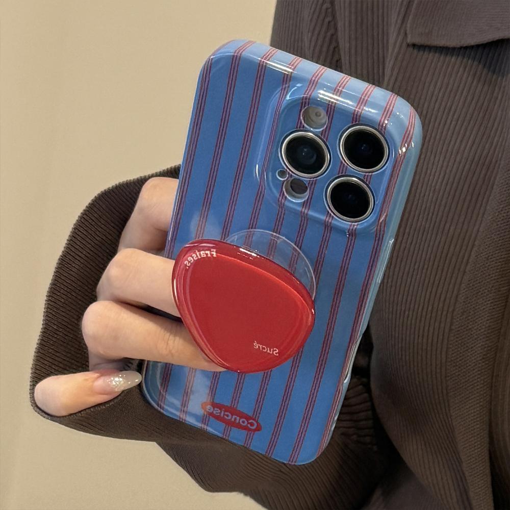 Red and Blue Striped IPhone 16/17 Phone Case/15 Pro Max Film Retro Personalized Stand