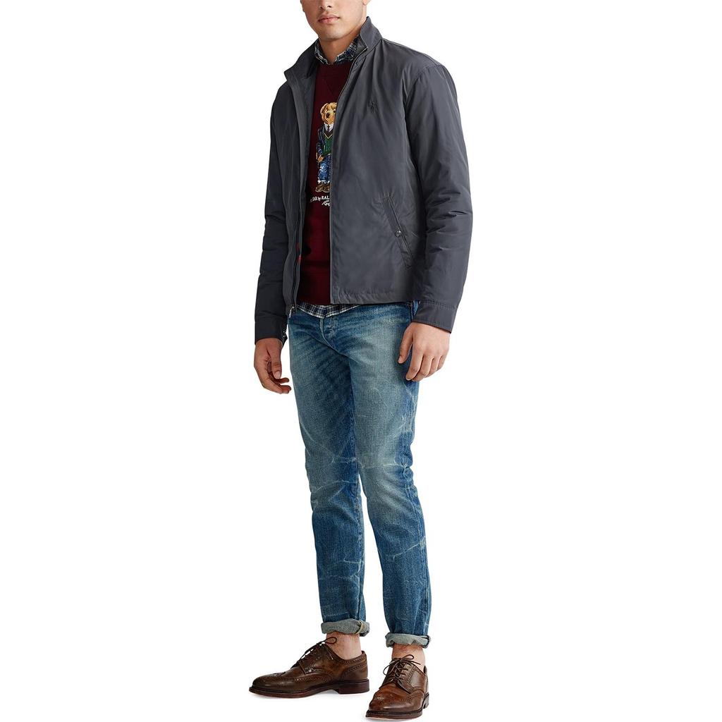 Polo Ralph Lauren Solid Color Polo Pony Embroidered Zip Collar Casual Jacket Men jackets Gray 710728196-002