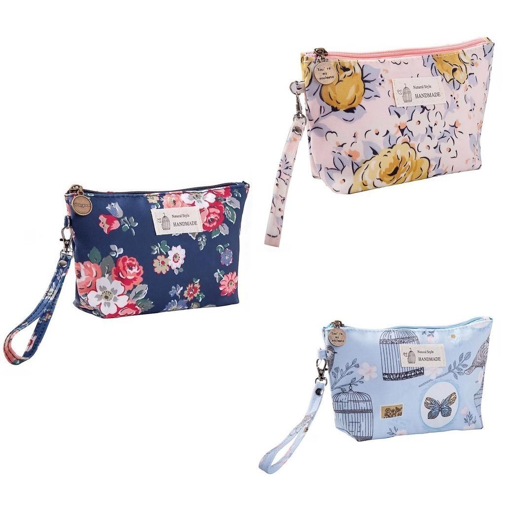 Portable Waterproof Printed Cosmetic Bag Travel Ladies Zipper Handheld Toiletry Bag Multifunctional Storage Bag In Modern Minimalist Style